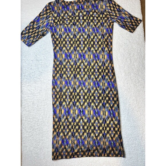 Lularoe Julia Dress XXS Womens Black Blue Green Brown Zig Zag Aztec Print - Picture 2 of 9